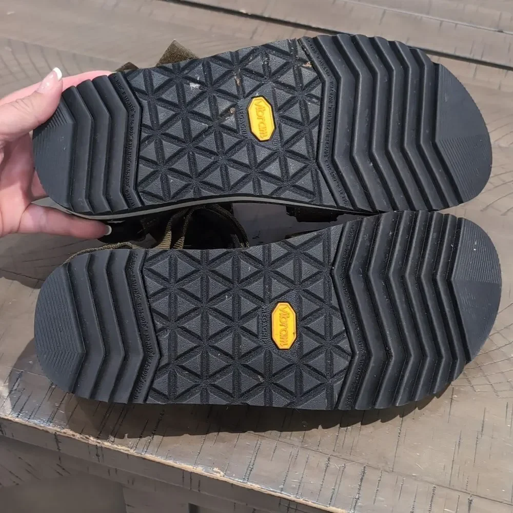 Teva Cross Strap Trail Men's Sandals Olive Black Vibram Mega Grip Soles Sz 9